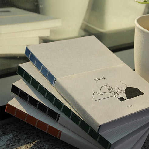 FIKIDIA Writer's Note_they / ライターズノート A5版 方眼 糸かがり綴じ 背表紙グリーン