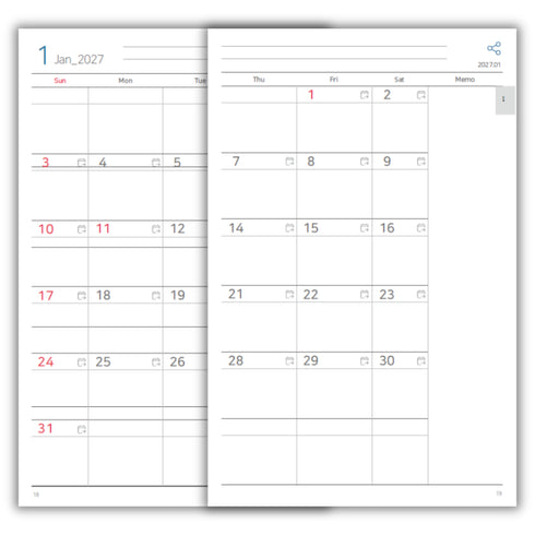 【予約販売】N planner slim 2027 / Nプランナー スリム 2027年 デジアナ手帳（ペン別売・2027年12月までの手帳）【8月発送予定】
